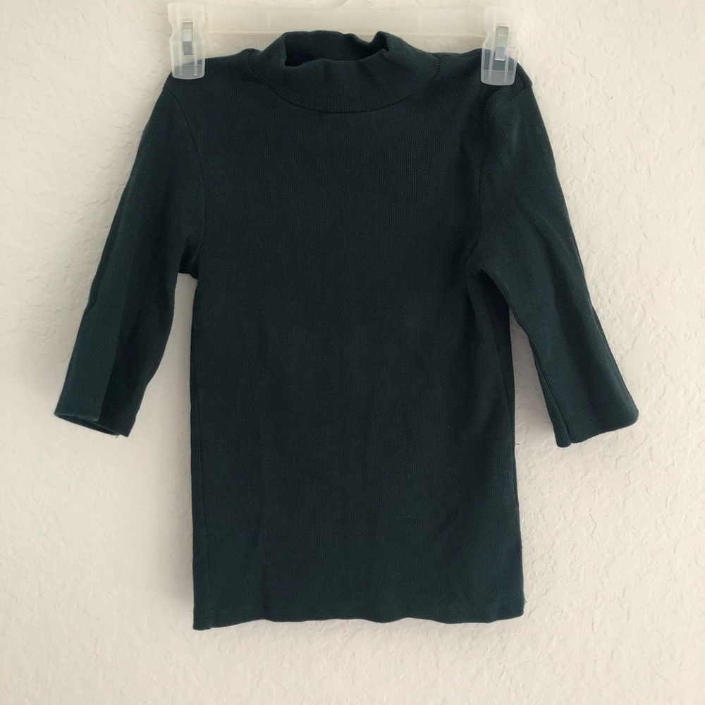 Zara Ribbed Dark Green Turtle Neck Top